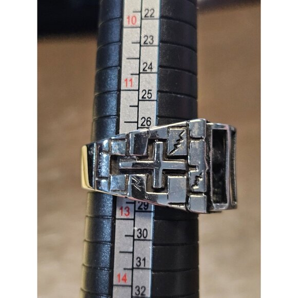 Stainless Steel Cage Skull Cross Size 12 Ring - Picture 2 of 4